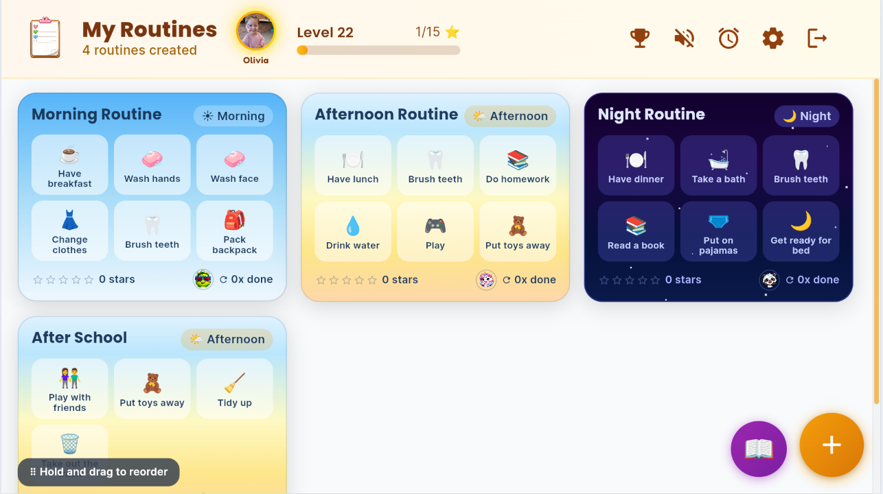 Tela inicial — Daily Kids Routine